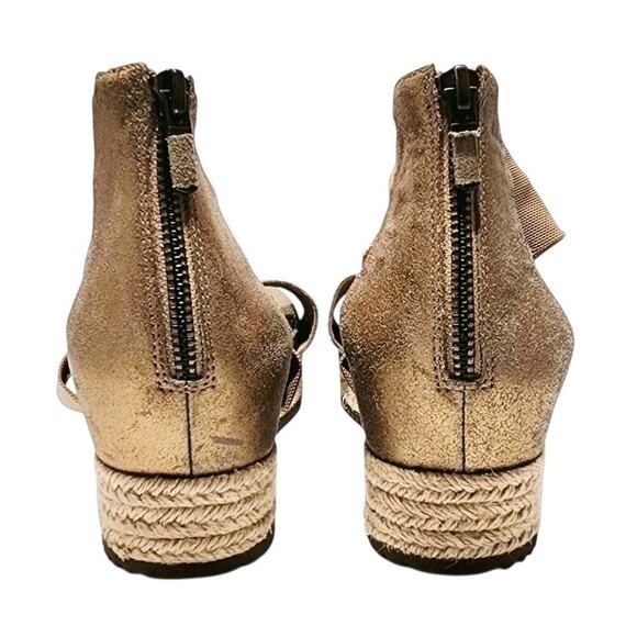 EILEEN FISHER Zoe Metallic Leather & Mesh Espadrille Platform Sandals 8.5 Shoes - Picture 6 of 7